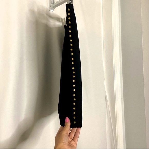 H&M Gold Studded Black Mini Skirt Lined Edgy Chic Shop The Trend Dressy Casual - Picture 4 of 10
